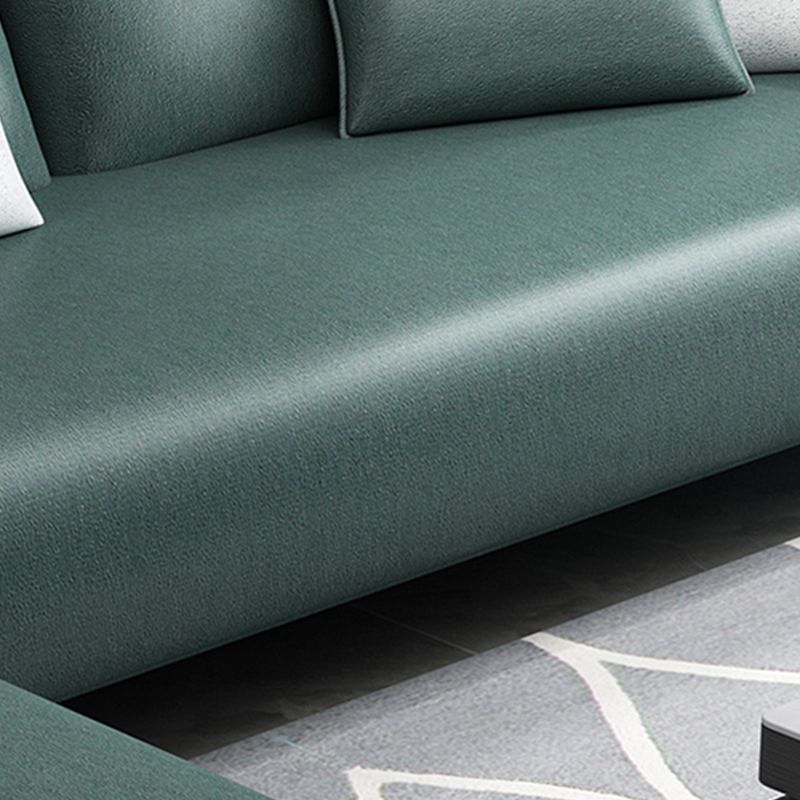 Modern 4 Pillows Back Sectional with Pillow Top Arms for Living Room
