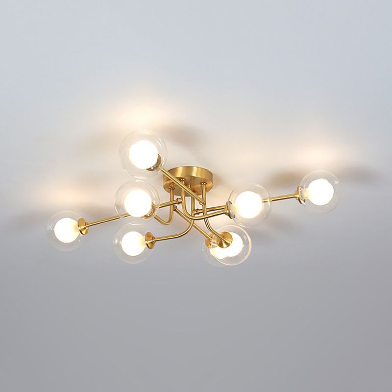 Ball Shape Glass Flush Ceiling Light Modern Multi Lights Flush Light Fixtures