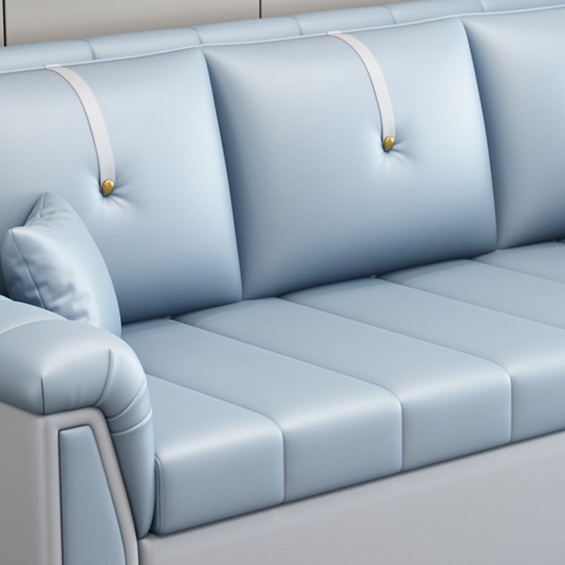 Square Arm Standard Couch Bed Contemporary Faux Leather Bed Sofa Couch