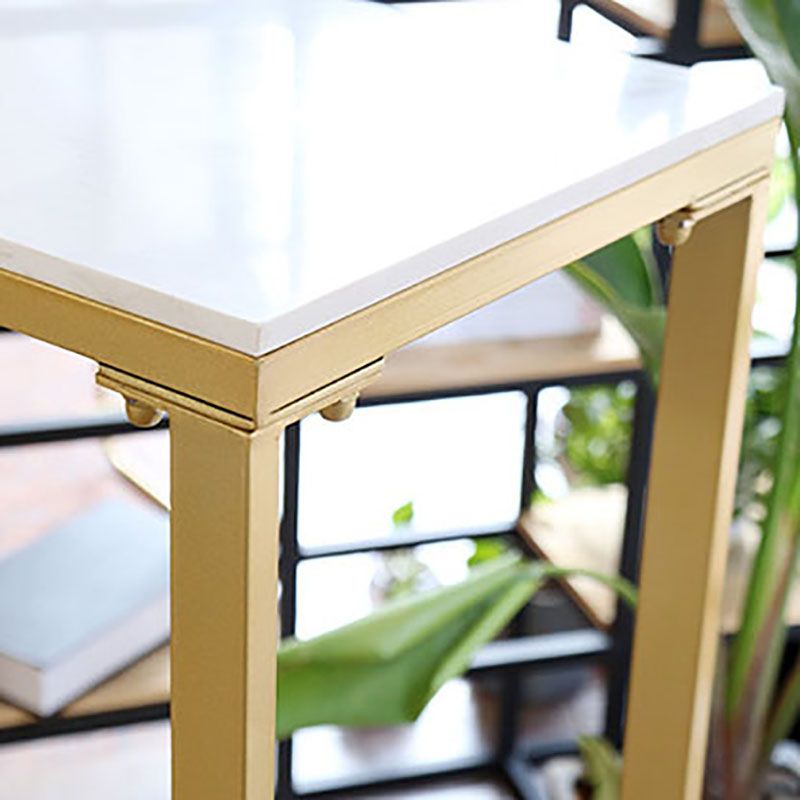 Glam Style Gold 41.3"H Bar Table Marble White Rectangle Top Bistro Table for Living Room
