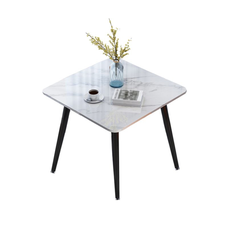 Square Industrial Dining Table White Tone Fixed Table with Sintered Stone