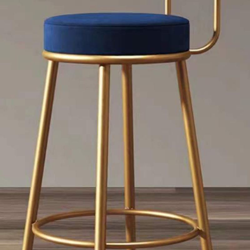 Nordic Glam Style Bar Stool Round Bar Stool with Metal Legs for Home
