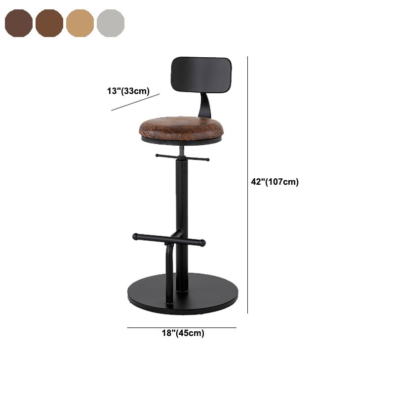 Scandinavian Metal Barstool Faux Leather Counter Stool With 4 Legs in Matte Finish