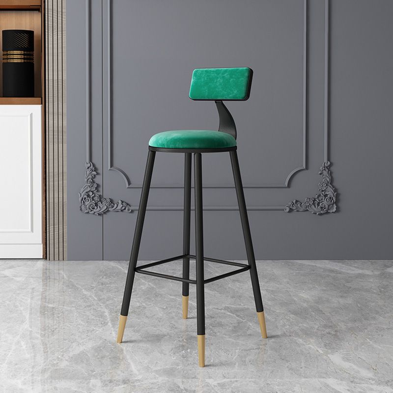 Contemporary Style Barstool Round Low Back Bar Stool with Metal Legs