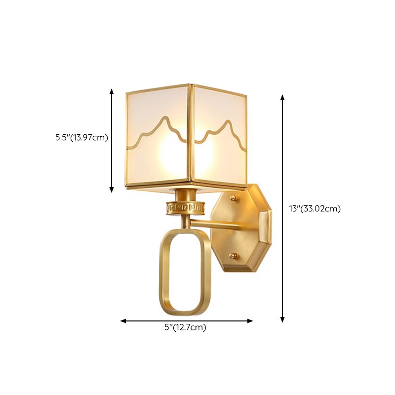 1 Light Square Wall Mounted Light Fixture Modern Wall Mounted Lighting in Gold Finish
