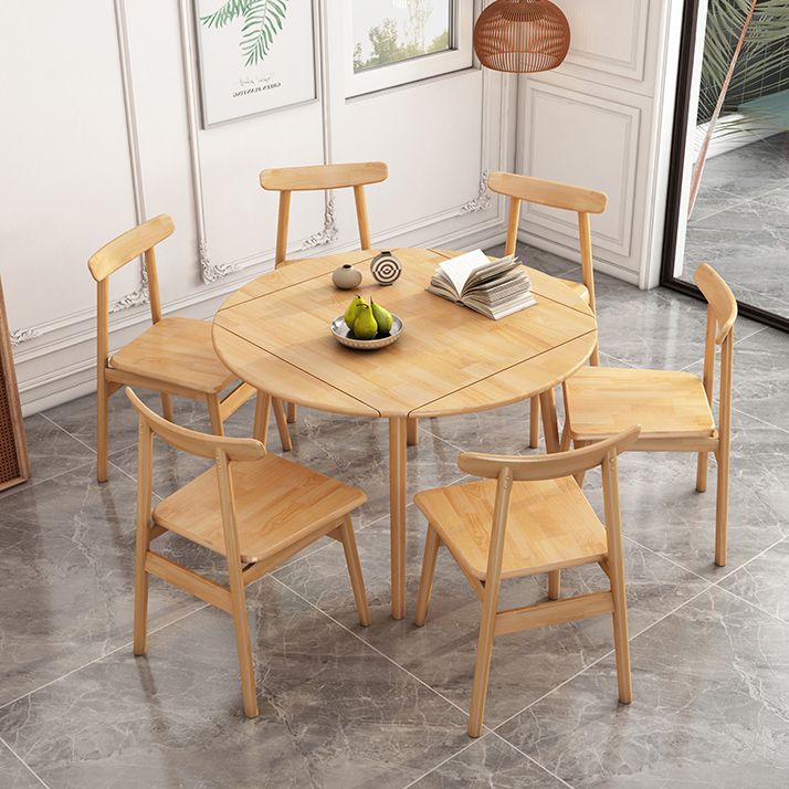 Table à manger ronde contemporaine table en bois massif en caoutchouc avec 4 jambes pour salle à manger