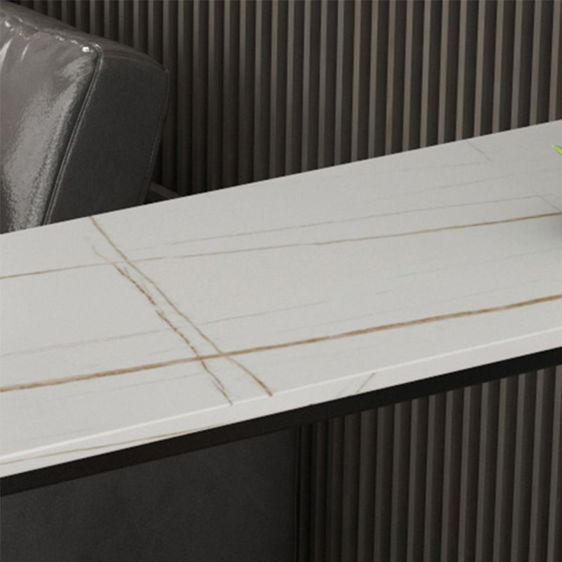 Rectangle Sintered Stone Bar Table Black and Metal Base Pub Table