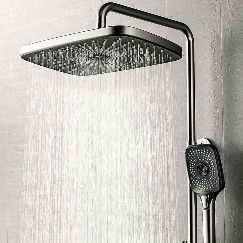 Modern Style Shower System Handle Knob Rectangle Wall Mounted Copper Shower System