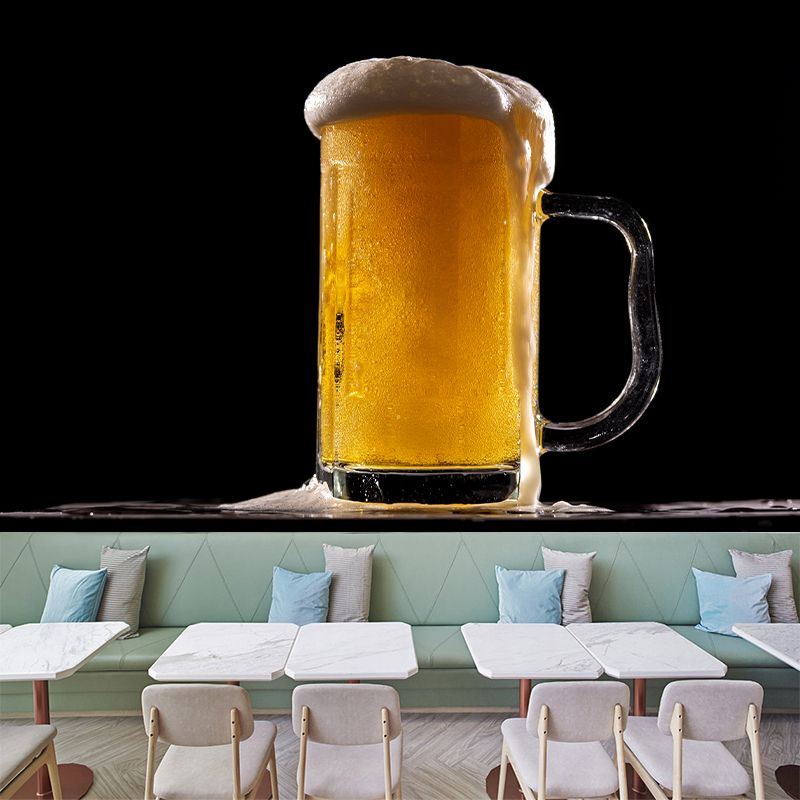 Yellow Beer Wine Mural Wallpaper for Wine Pub Stain Resistant, Custom Size Available