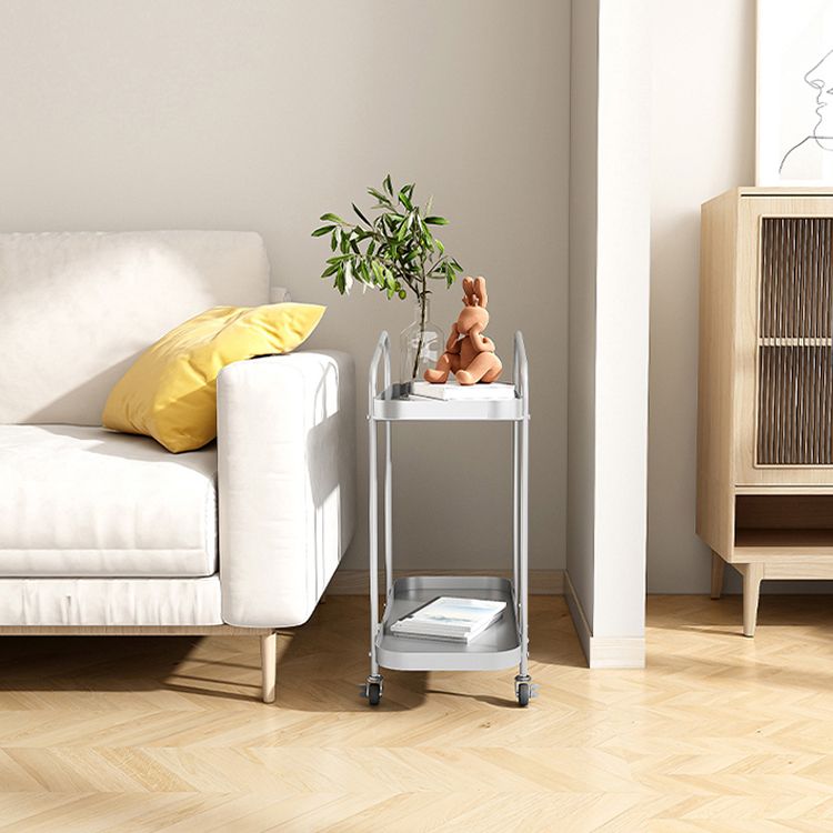 25.2" Tall Rectangle Tray Top Side Table Iron Sled Base End Table with Shelf