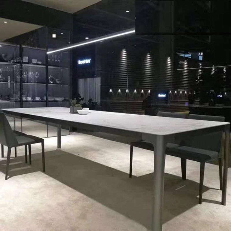 Sintered Stone Dining Table Industrial Style 4 Legs Aluminum Alloy Base Rectangle Table for Home