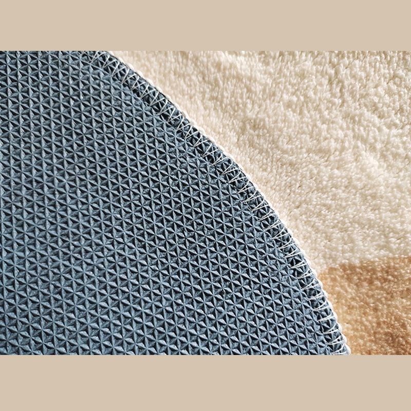 Round Apricot Tone Simple Area Carpet Polyester Stripe Indoor Rug Easy Care Carpet for Living Room