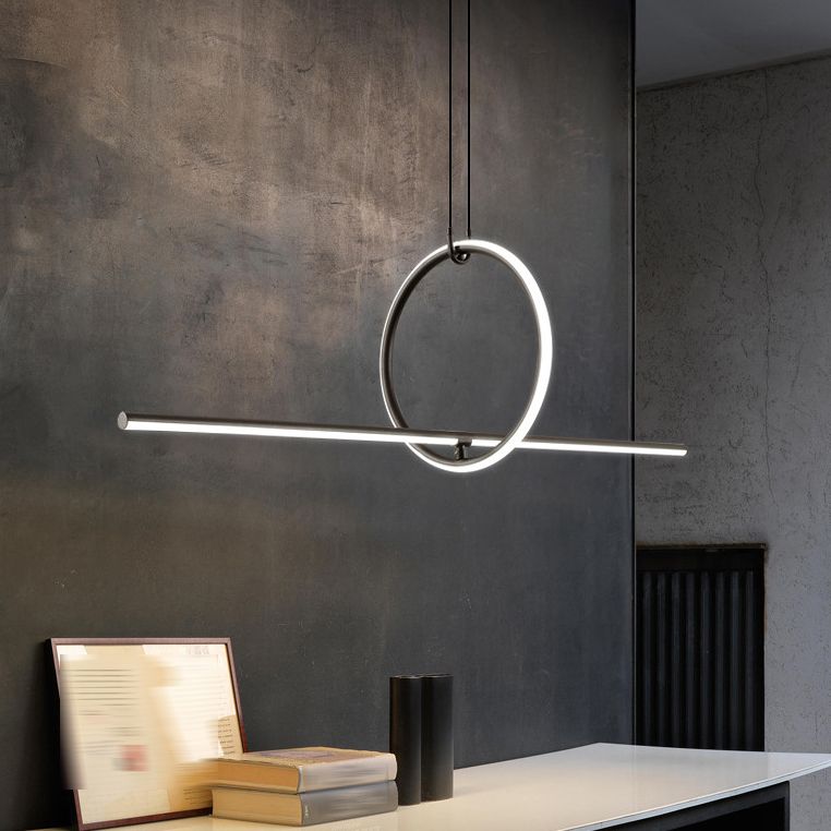 2 Lights Geometric Hanging Lighting Modern Metal Island Lighting