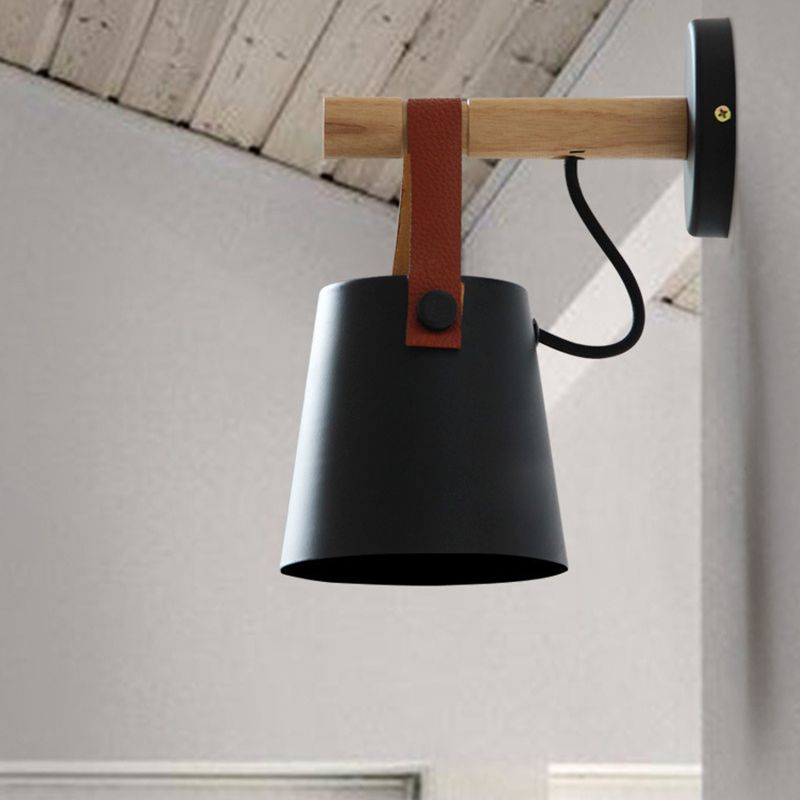 Retro Style Wood Wall Light Bowl Shape 5" Wide Wall Sconce for Living Room
