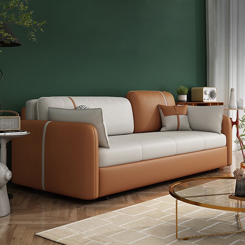 32.28" H Contemporary Faux Leather Square Arm Sofa Bed with Storage