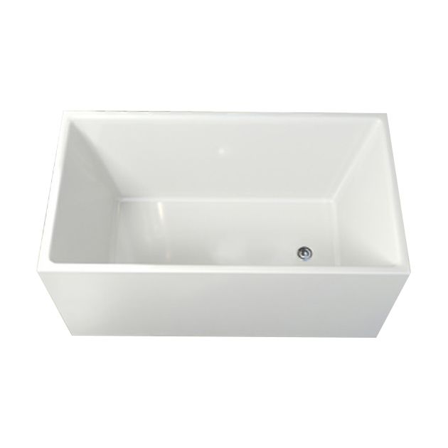 Contemporary White Acrylic Bathtub Rectangular Soaking Tub for Home