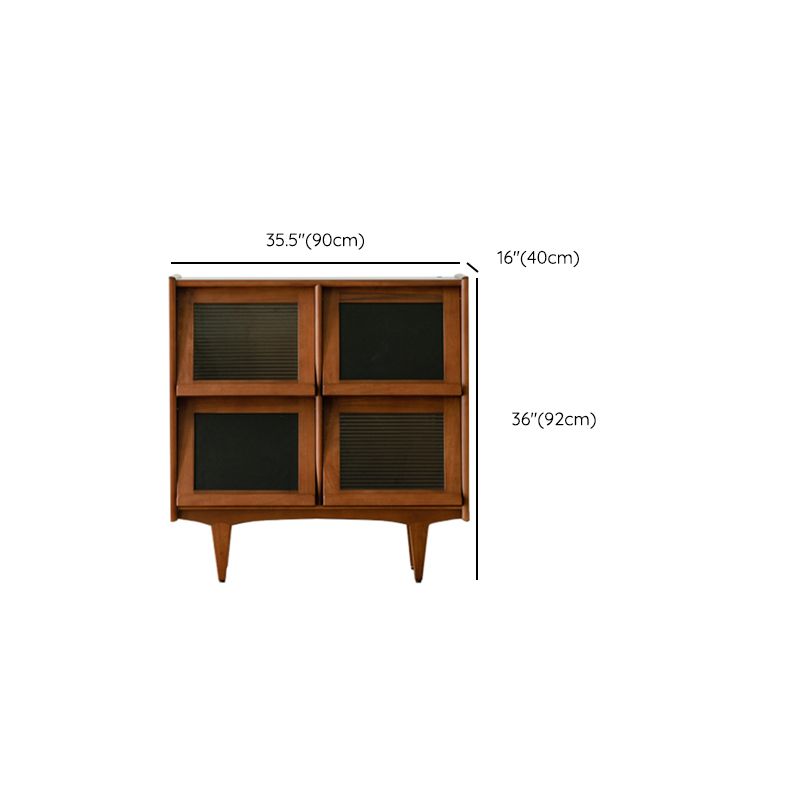 Mid-Century Design Natural Cabinet with 4 Doors in Pine Wood