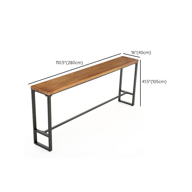 Modern Rectangle Solid Wood Trestle Base Bar Table for Kitchen Dining Room