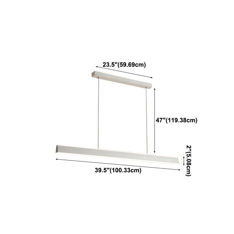 Simple LED Island Light Modern Style White Hanging Light for Dining Room