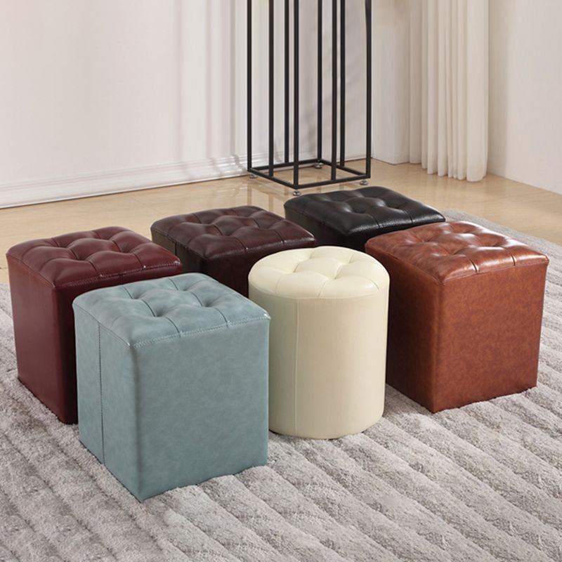 Wine Red Modern Pouf Water Resistant Round Pouf for Drawing Room