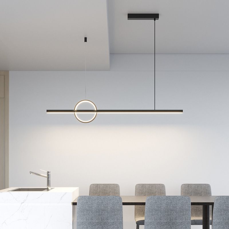 2-Light Modernism Black Island Lighting LED Metal Ceiling Light for Kitchen