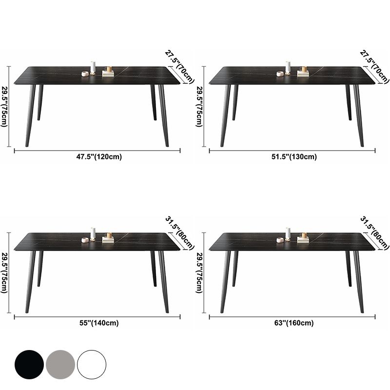 Contemporary Rectangle Dining Table Sintered Stone Table with 4 Legs for Home Kitchen Dinner