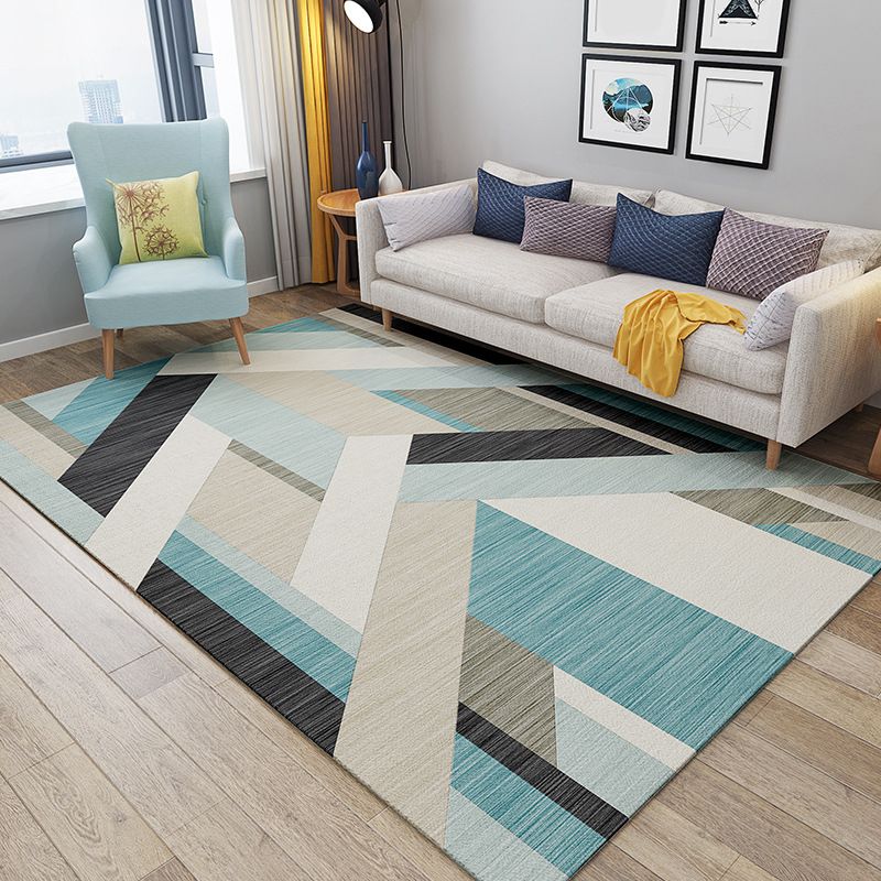Multicolor Home Rug Modern 3D Print Geometric Rug Synthetics Washable Pet Friendly Anti-Slip Backing Area Rug