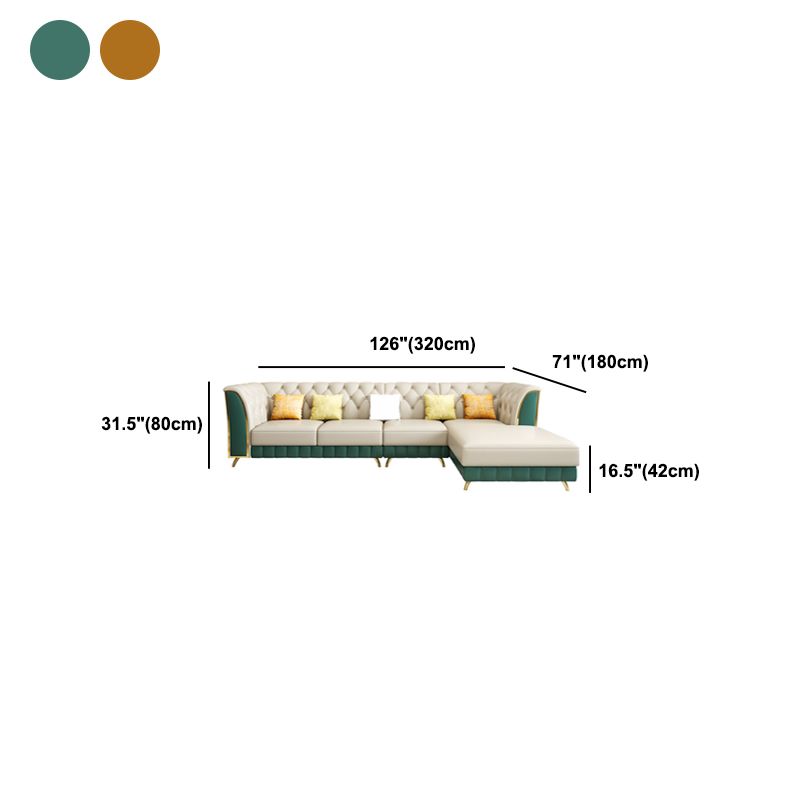 Tufted Flared Arm Sectional with Pillows Luxurious Faux Leather Sectional