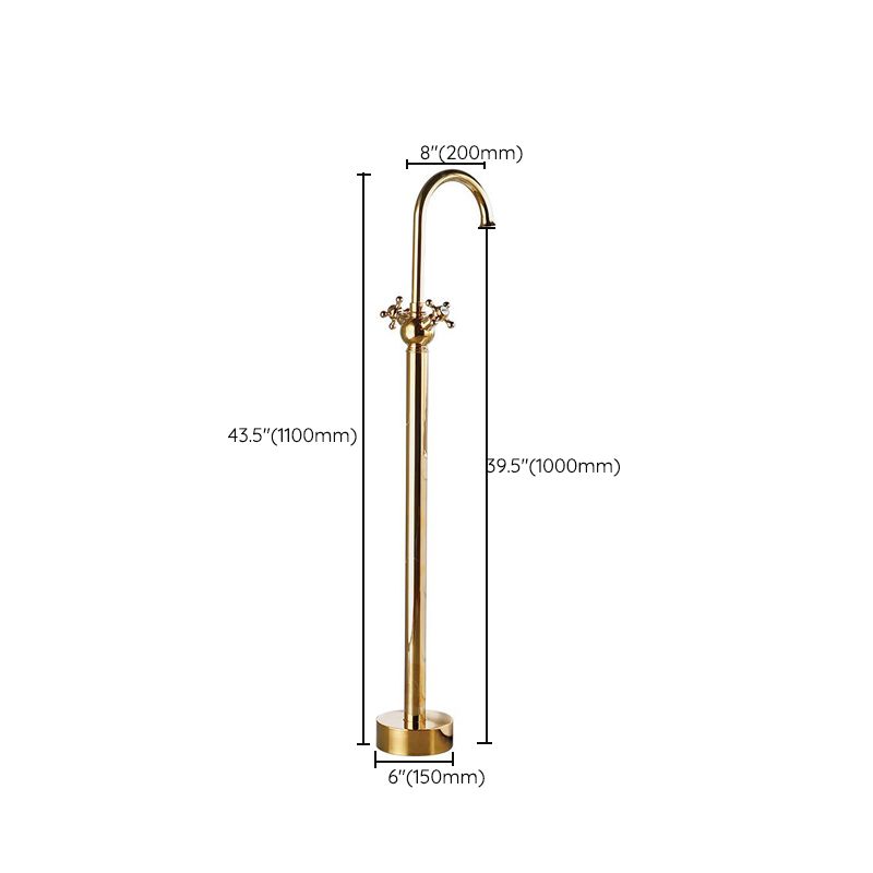Traditional Floor Mounted Metal Freestanding Tub Filler High Arc Freestanding Faucet