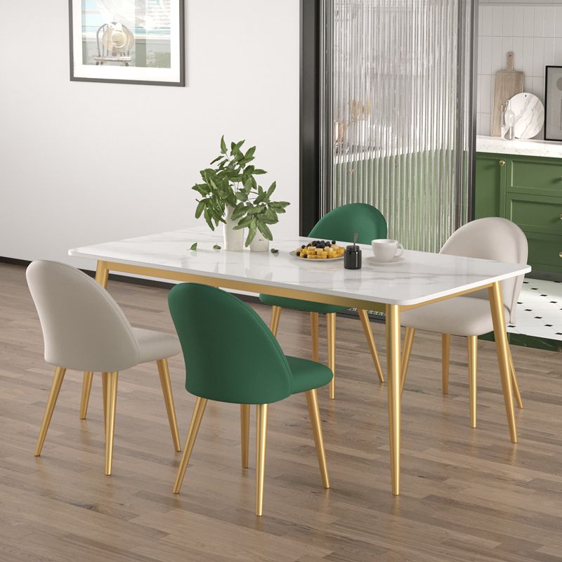 Traditional Luxury Dining Table White Stone Rectangle Dining Table for Home