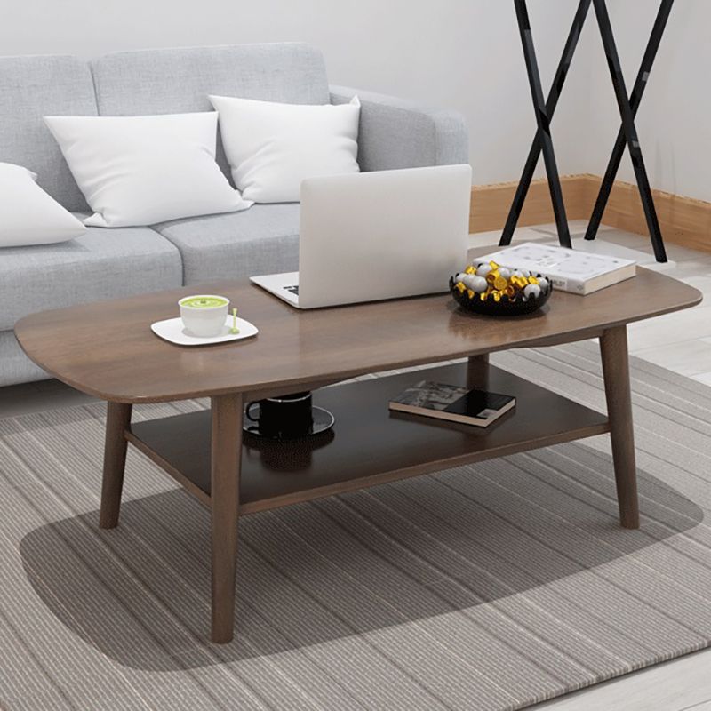 Modern 4 Legs Rectangular Coffee Table with Storage Cocktail Table