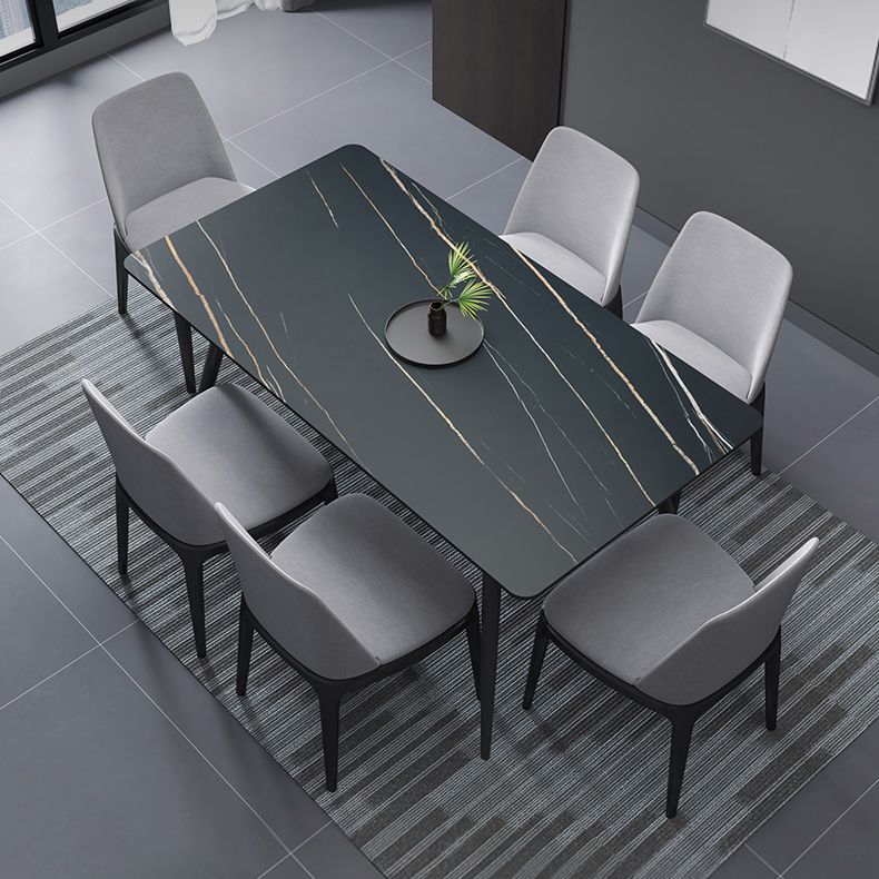 Mesa de comedor rectangular Estilo industrial 4 patas Base Mesa de piedra sinterizada para el hogar