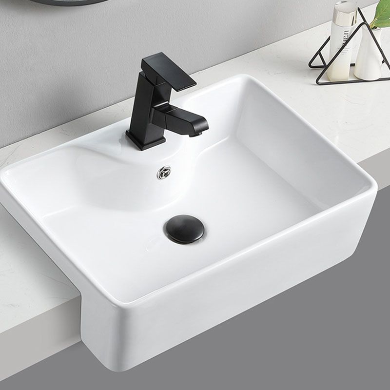 Modern Bathroom Sink Rectangular Vessel Lavatory Sink in White(Not Included Faucet)