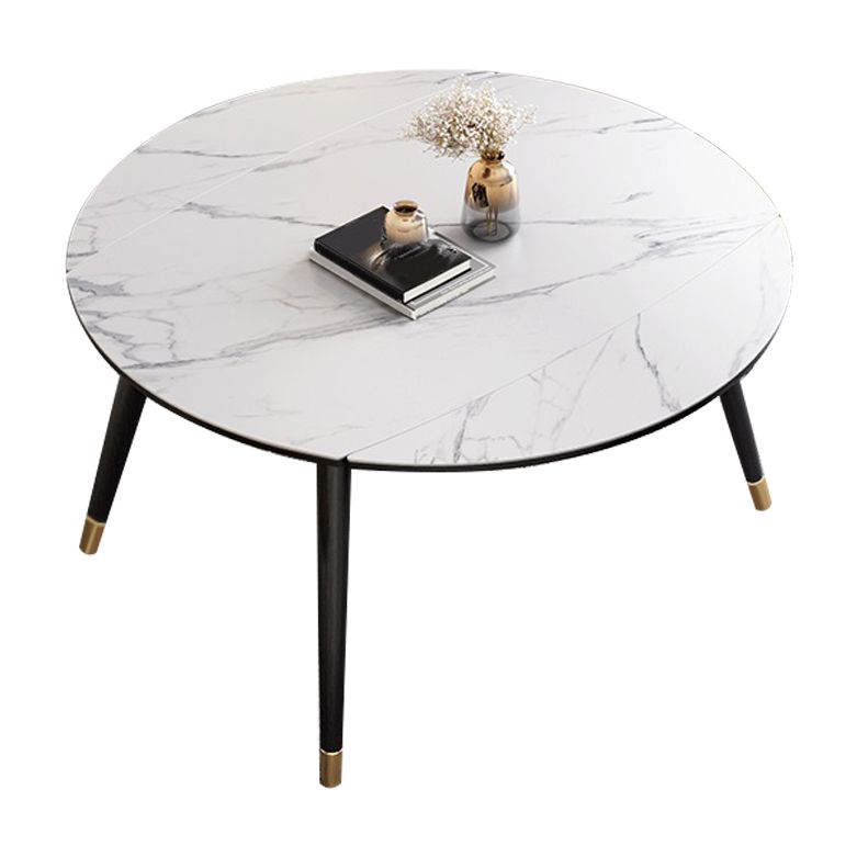 Eigentijdse uitschuifbare gesinterde stenen tafel, ronde vorm, standaard eettafel voor keuken