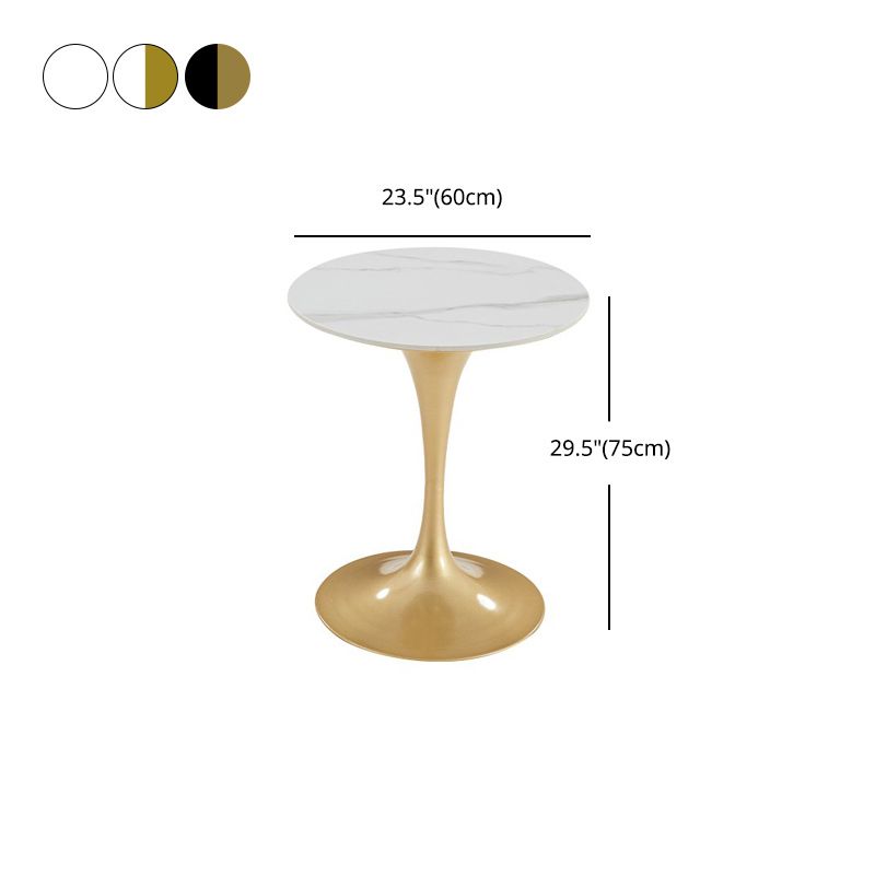 Round Golden Base Dining Table Glam Stone Tulip Dining Table