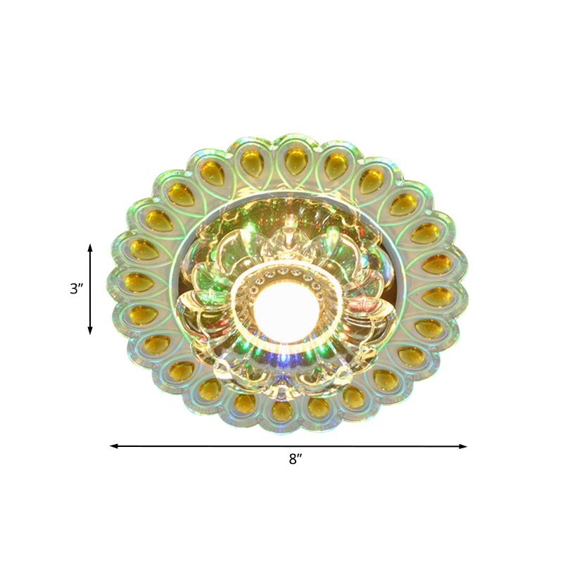 LED Flush Mounted Ceiling Light Nordic Blossoms Faceted Clear Glass Lighting Fixture for Corridor