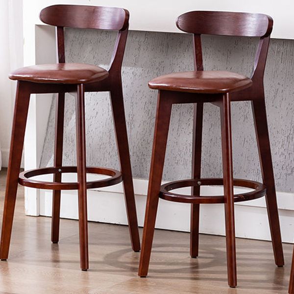 Scandinavian Wood Stool Wood Rectangle Seat Counter Stool in Matte Finish