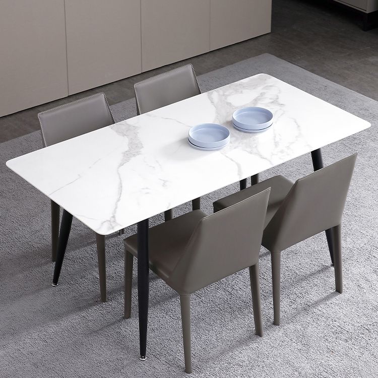 Industrial White Table for Restaurant Rectangle Dining Table with 4 Legs