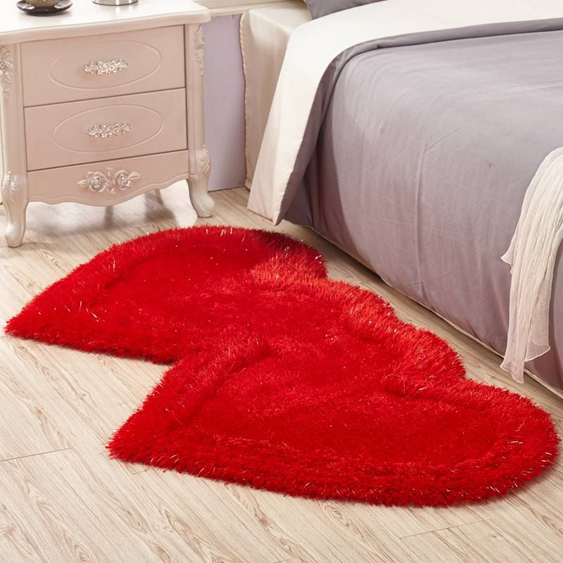 Stylish Plush Area Carpet Solid Color Polyester Area Rug Easy Care Rug for Bedroom