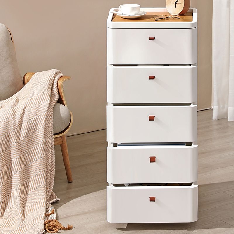 Contemporary Storage Cabinet with Legs White Cabinet with Drawers