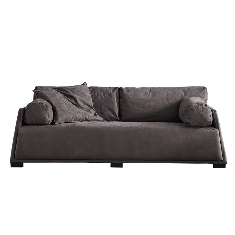 Leather Sofa Stationary Settee Solid Color Modern Sofa for Living Room