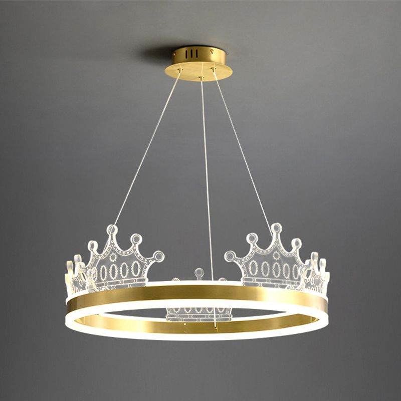 Postmoderner Kreis Kronleuchter Messing Kronleuchter Anhänger in Gold für Esszimmer