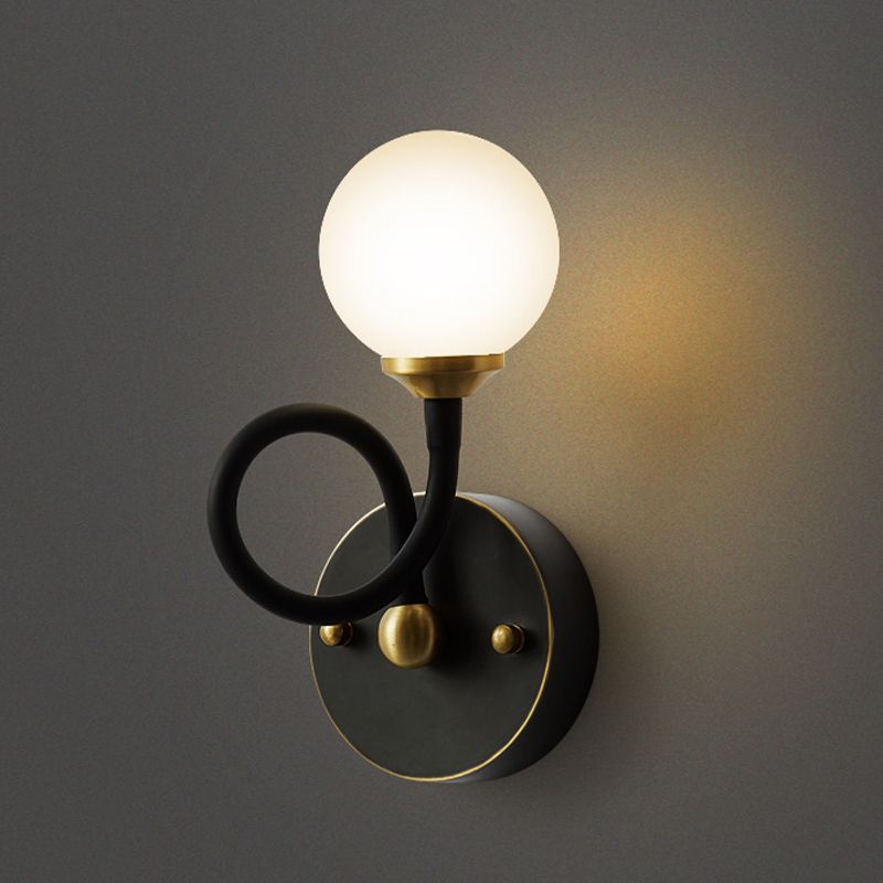 Brass Globe Wall Light Nordic Black Wall Sconce with Glass for Living Room