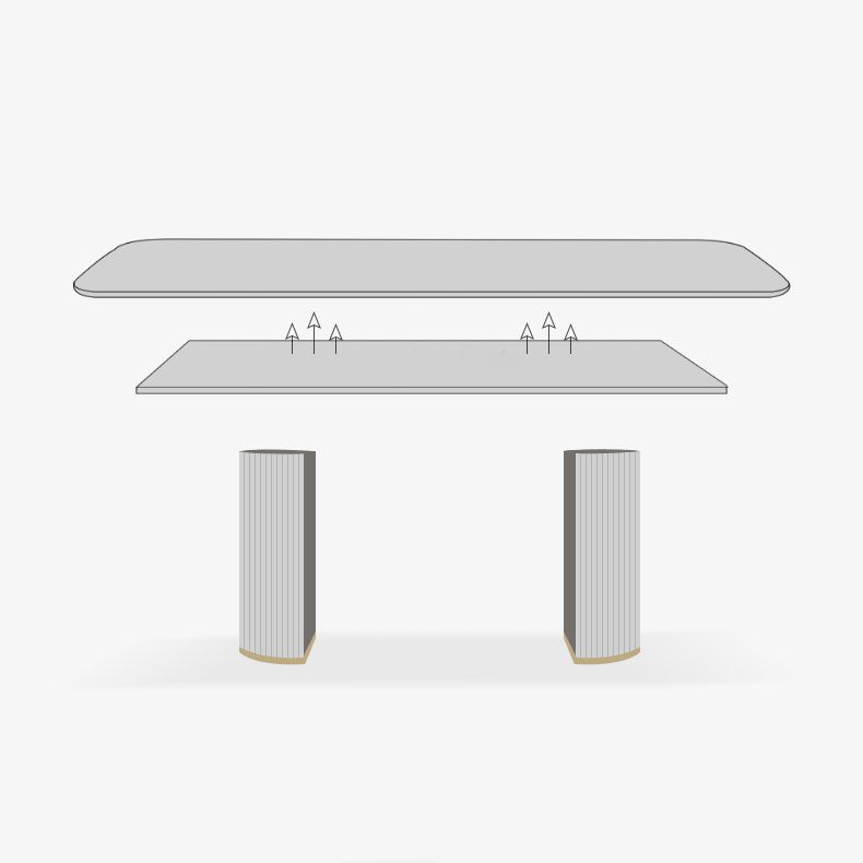 Minimalist White Standard Dining Set Rectangular Kitchen Dining Set with Double Pedestal Base