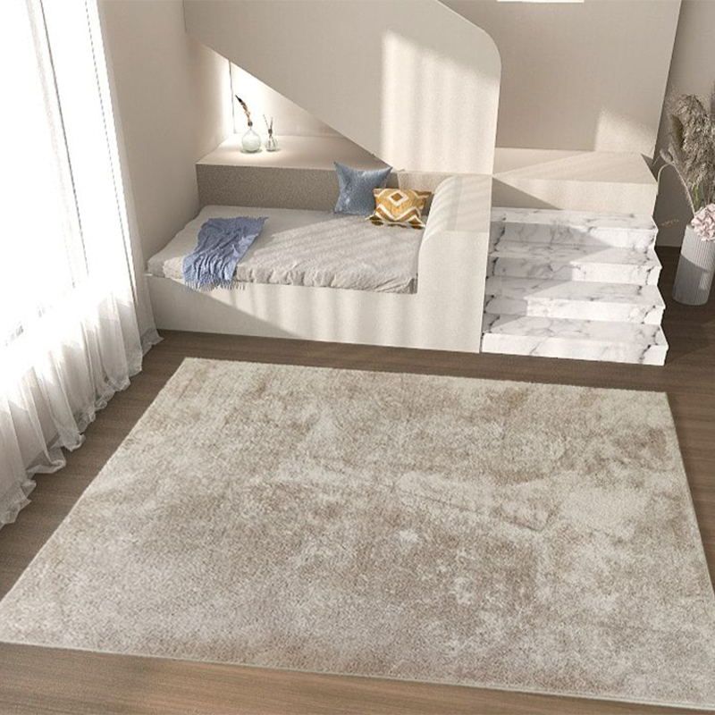 Milk White Living Room Area Carpet Modern Pure Color Carpet Area Polyester Washable Rug