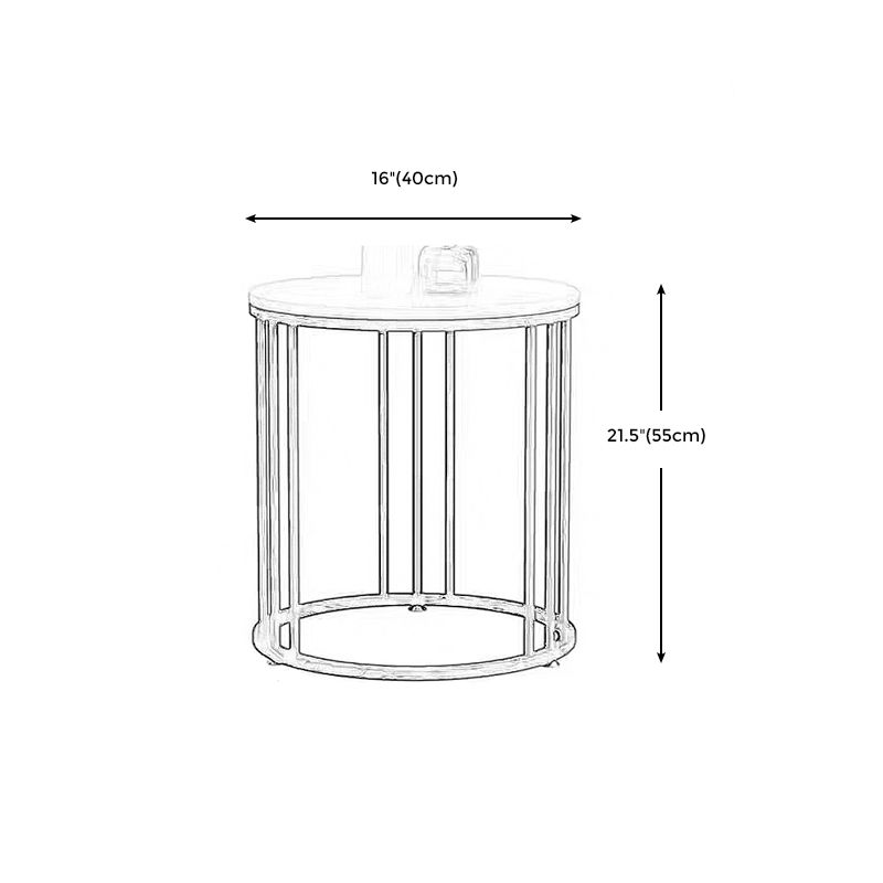 Frame Base Design Gold/ Black Metal Slate Top White Rectangular Side Table