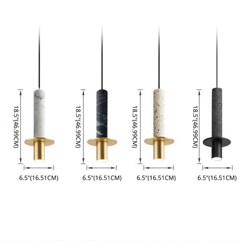 Nordic Modern Long Cylindrical Shape Pendant Light Stone Small Suspension Light  for Living Room