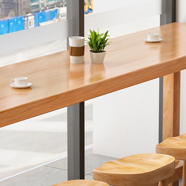 Modern Solid Wood Bar Table Natural Rectangle Bar Table for Kitchen Living Room