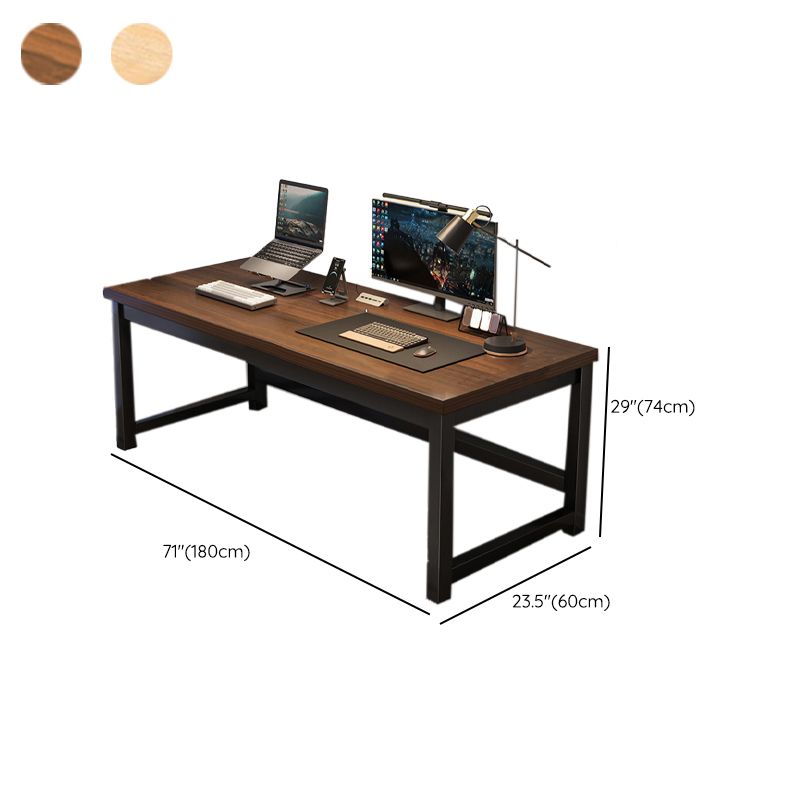 Wooden Rectangular Computer Desk Modern 29.13" Tall Gaming Desk with Steel Legs