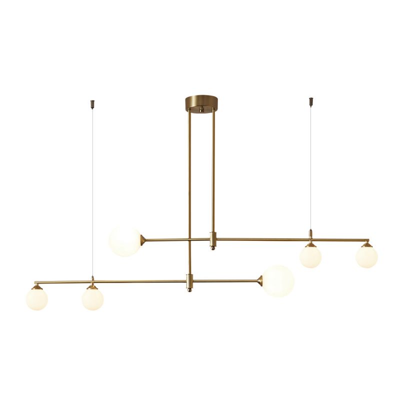 Globe Island Lighting Modern kroonluchter Glass 3 lichte eiland plafondlicht in gouden afwerking